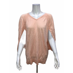 H by Halston Womens Marled V-Neck Pullover Sweater Cape Top Peach Sorbet 1X Size